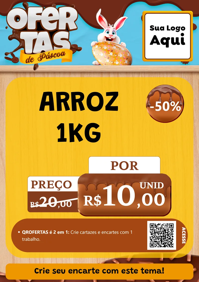 Modelo de Cartaz para Cartaz A4 Vertical com o tema Ofertas de Páscoa para Supermercado