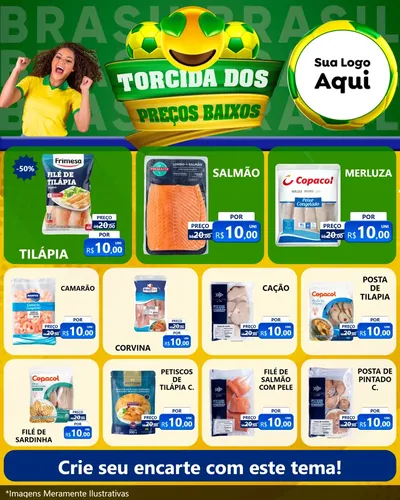 Modelo de Rede Social para Feed Instagram com o tema Torcida dos Preços Baixos - Copa para Peixaria