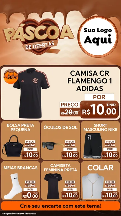 Modelo de Rede Social para Stories com o tema Páscoa de Ofertas para Roupas e acessórios