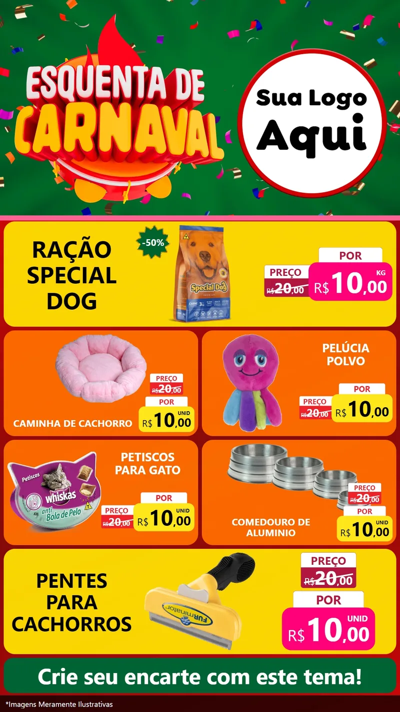 Modelo de TV para TV Vertical com o tema Esquenta de Carnaval para Pet Shop