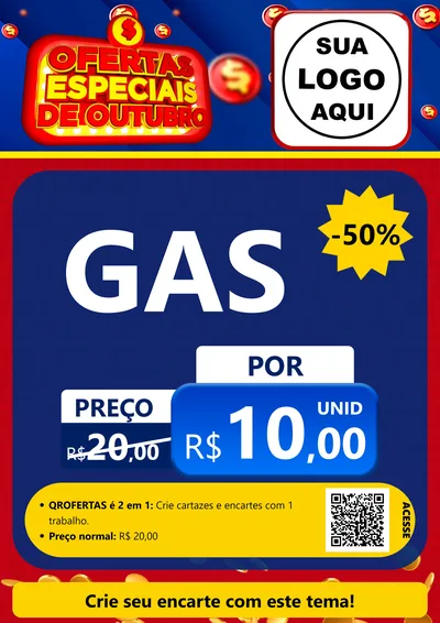 Modelo de Cartaz para Cartaz A4 Vertical com o tema Ofertas Especiais de Outubro para Água e gás