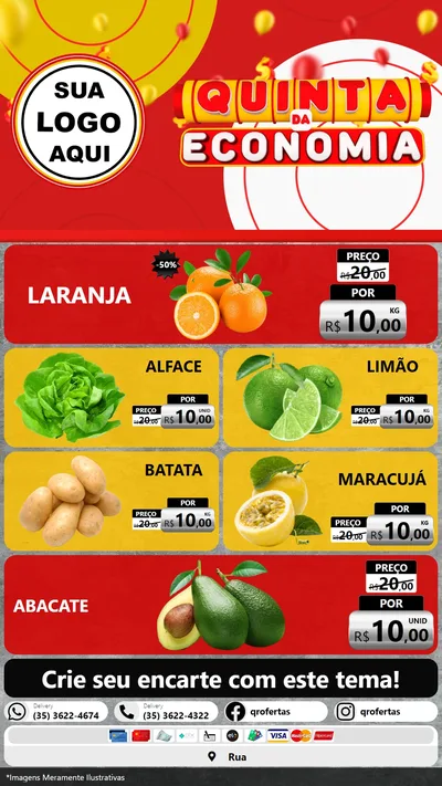 Modelo de TV para TV Vertical com o tema Quinta da Economia para Hortifrúti
