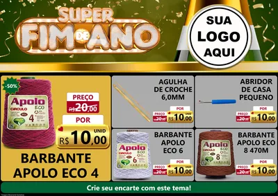 Modelo de Encarte para Encarte A4 Horizontal com o tema Super Fim de Ano para Armarinho e Aviamentos