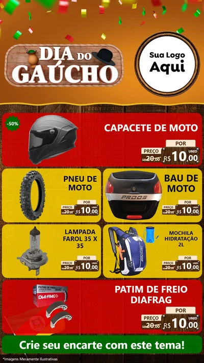 Modelo de TV para TV Vertical com o tema Dia do Gaúcho para Moto peças