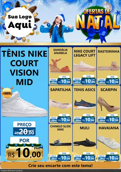 Modelo de Encarte para Encarte A4 Vertical com o tema Ofertas de Natal para Calçados