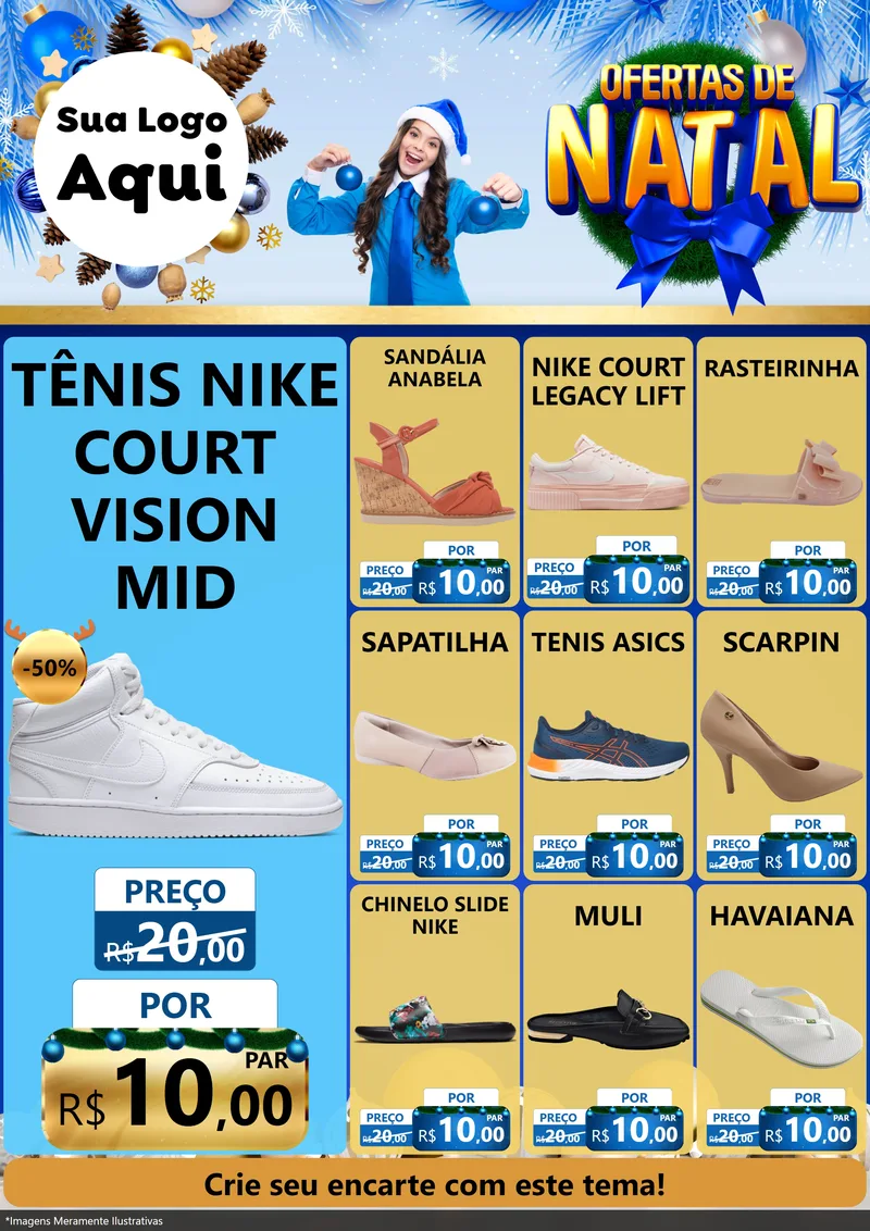 Modelo de Encarte para Encarte A4 Vertical com o tema Ofertas de Natal para Calçados