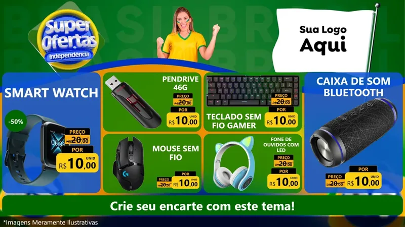 Modelo de TV para TV Horizontal com o tema Super Ofertas de Independência para Informática