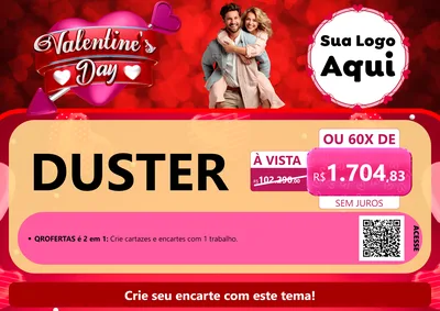 Modelo de Cartaz para Cartaz A4 Horizontal com o tema Valentine's Day para Concessionaria de Carros