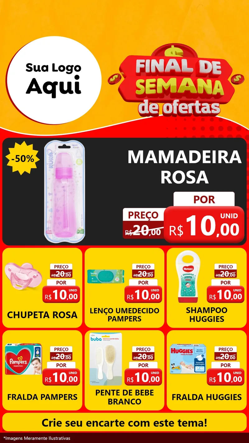 Modelo de Rede Social para Stories com o tema Final de Semana de Ofertas para Bebês