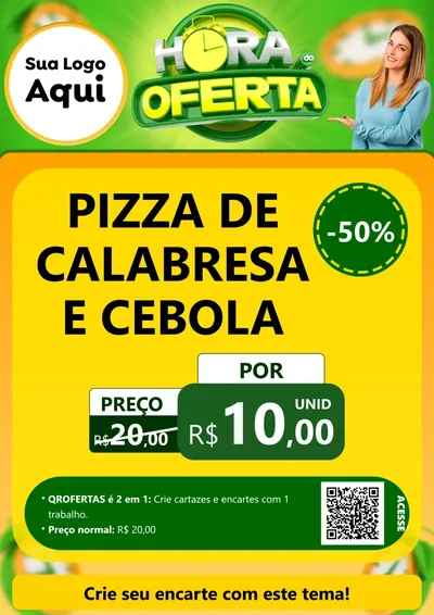 Modelo de Cartaz para Cartaz A4 Vertical com o tema Hora da Oferta para Pizzaria