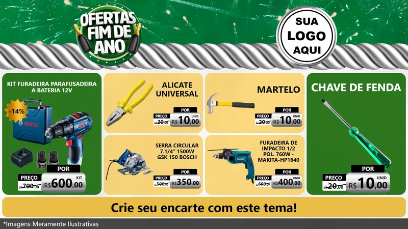 Modelo de TV para TV Horizontal com o tema Ofertas Fim de Ano para Maquinas e Ferramentas