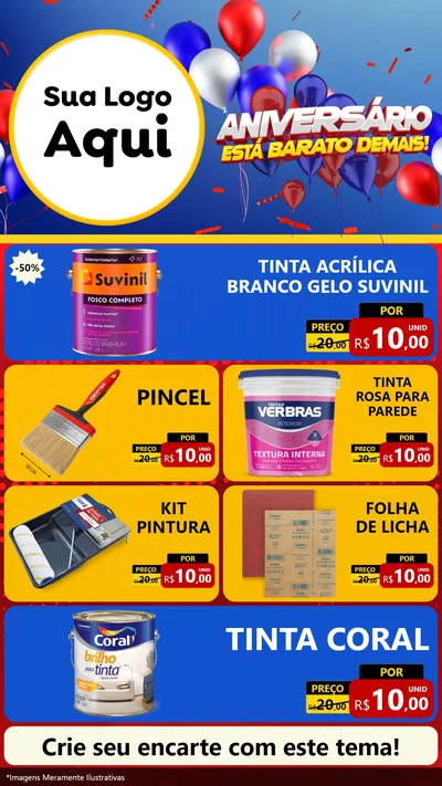 Modelo de TV para TV Vertical com o tema Aniversário para Tintas e Ferramentas