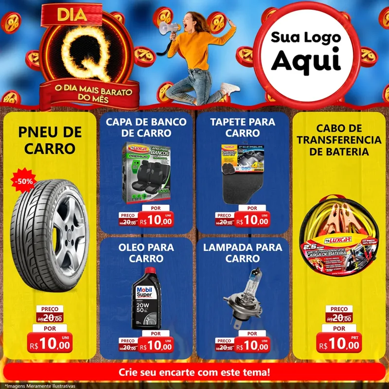 Modelo de Rede Social para Feed Facebook com o tema Dia Q - O Dia Mais Barato Do Mês para Auto peças