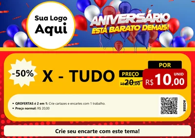 Modelo de Cartaz para Cartaz A4 Horizontal com o tema Aniversário para Hamburgueria
