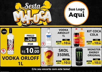 Modelo de Encarte para Encarte A4 Horizontal com o tema Sexta Maluca para Distribuidora de bebidas