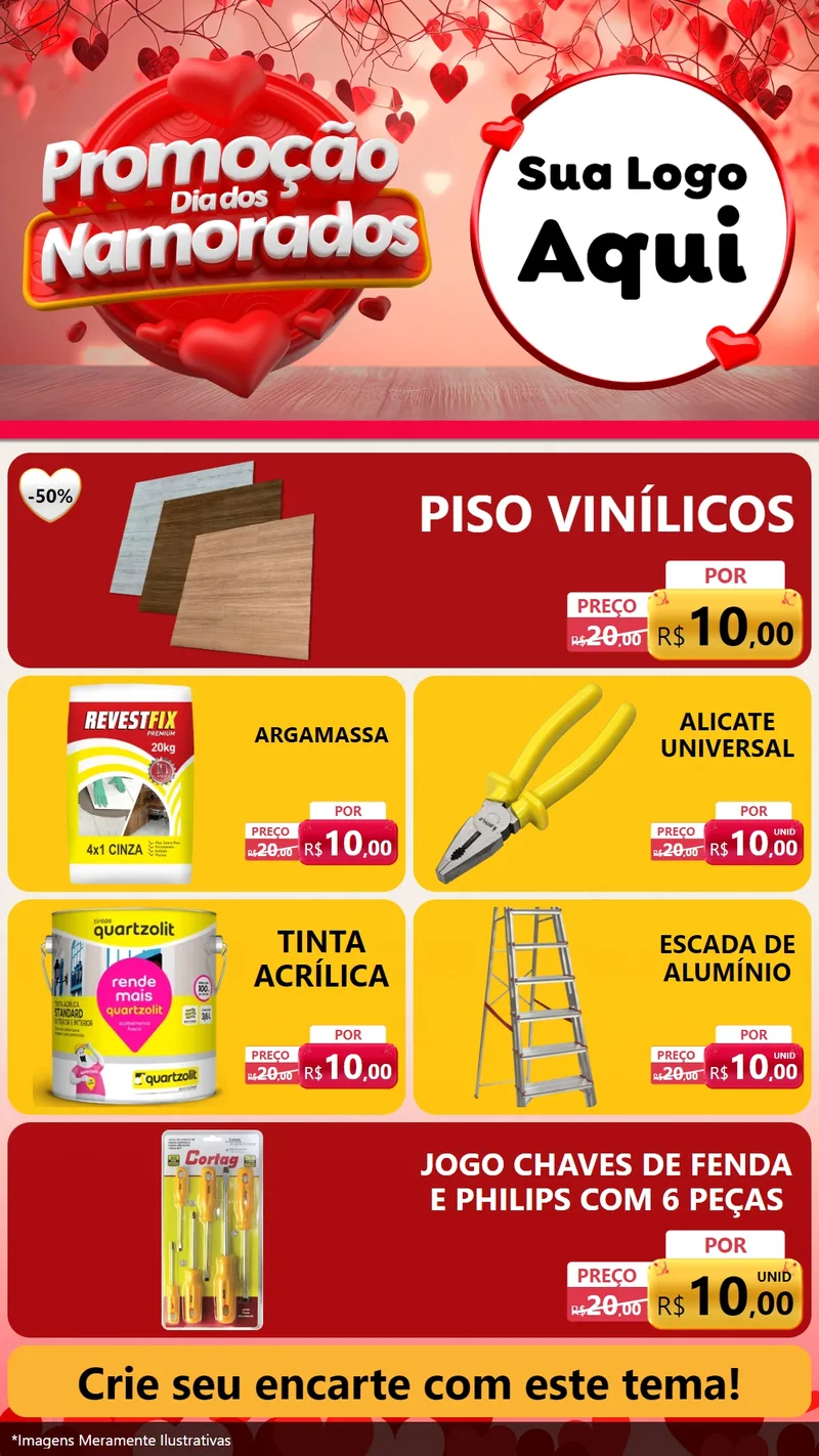 Modelo de TV para TV Vertical com o tema Promoção Dia dos Namorados para Material para Construção