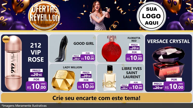 Modelo de TV para TV Horizontal com o tema Ofertas de Réveillon para Perfumes