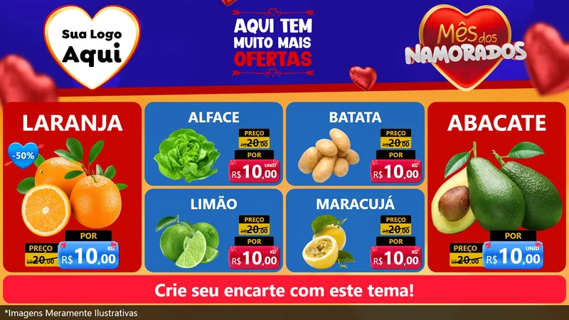 Modelo de TV para TV Horizontal com o tema Mês dos Namorados para Hortifrúti