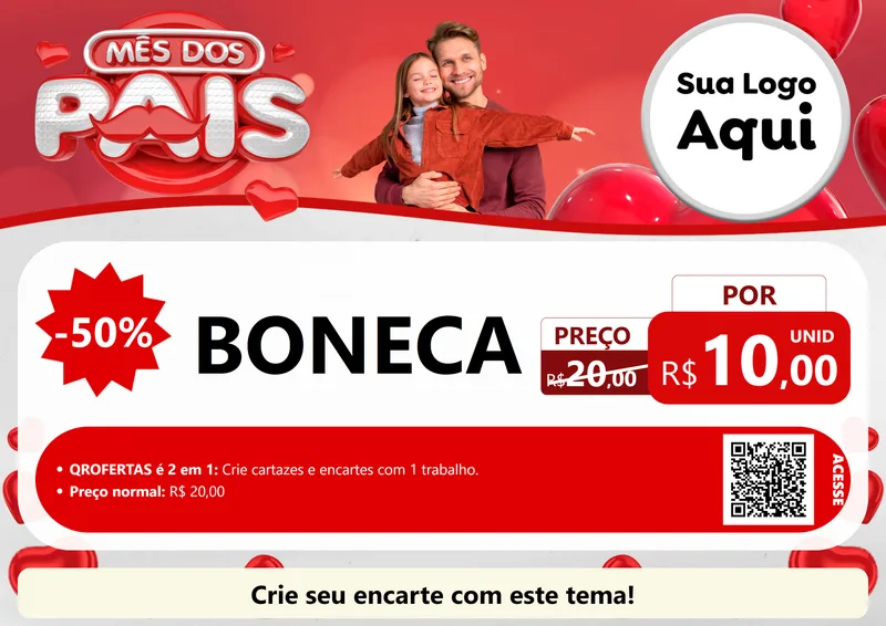 Modelo de Cartaz para Cartaz A4 Horizontal com o tema Mês dos Pais para Brinquedos