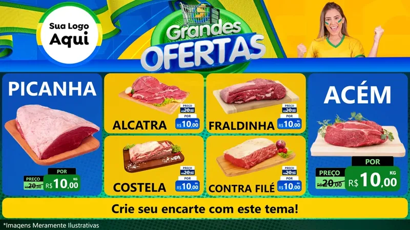 Modelo de TV para TV Horizontal com o tema Grandes Ofertas para Açougue