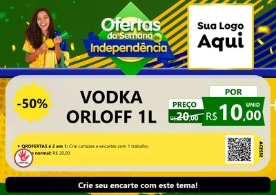 Modelo de Cartaz para Cartaz A4 Horizontal com o tema Ofertas da Semana da Independência para Distribuidora de bebidas