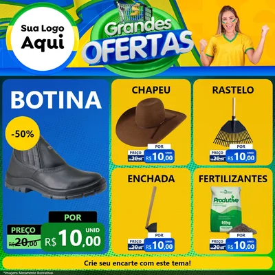 Modelo de Rede Social para Feed Facebook com o tema Grandes Ofertas para Agropecuária