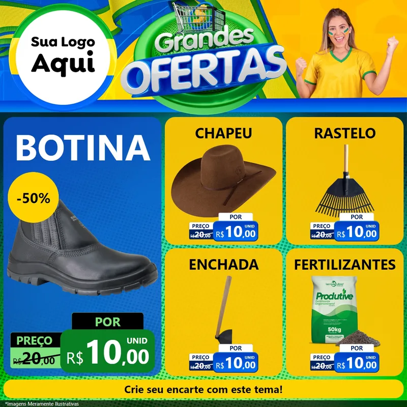 Modelo de Rede Social para Feed Facebook com o tema Grandes Ofertas para Agropecuária