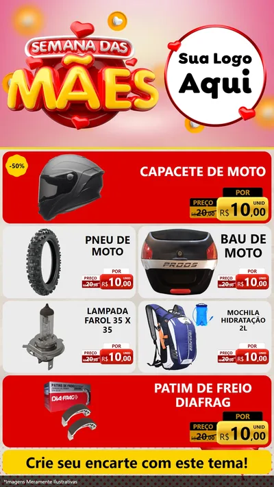 Modelo de TV para TV Vertical com o tema Semana das Mães para Moto peças