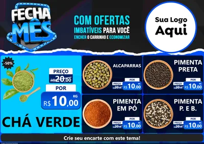 Modelo de Encarte para Encarte A4 Horizontal com o tema Fecha Mês para Produtos Naturais