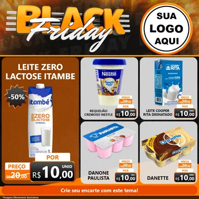 Modelo de Rede Social para Feed Facebook com o tema Black Friday para Frios e Laticínios