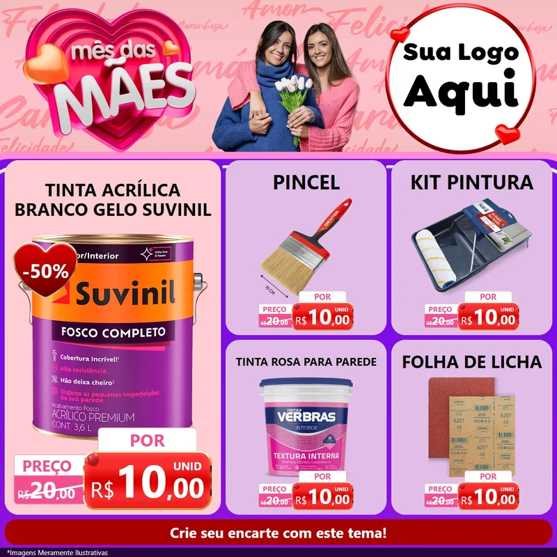 Modelo de Rede Social para Feed Facebook com o tema Mês Das Mães para Tintas e Ferramentas