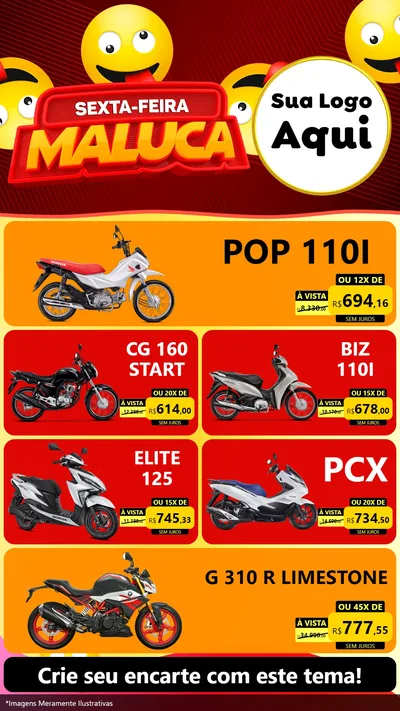 Modelo de TV para TV Vertical com o tema Sexta-feira Maluca para Concessionaria de Motos