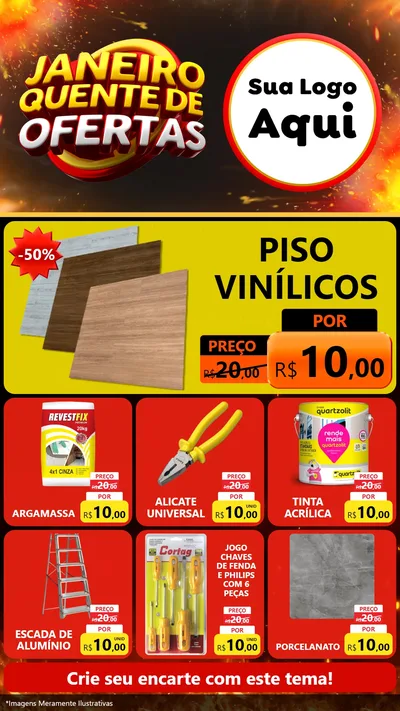 Modelo de Rede Social para Stories com o tema Janeiro Quente de Ofertas para Material para Construção