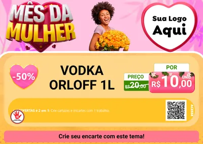 Modelo de Cartaz para Cartaz A4 Horizontal com o tema Mês da Mulher para Distribuidora de bebidas