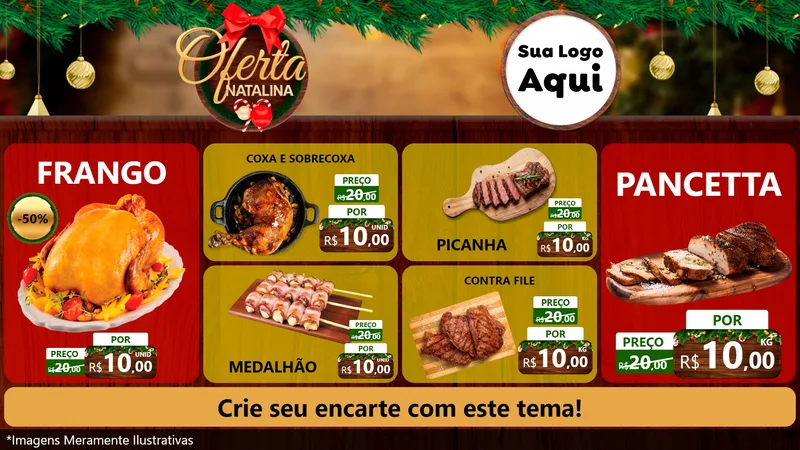 Modelo de TV para TV Horizontal com o tema Ofertas Natalina para Assados