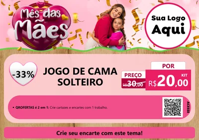 Modelo de Cartaz para Cartaz A4 Horizontal com o tema Mês das Mães para Cama, Mesa e Banho