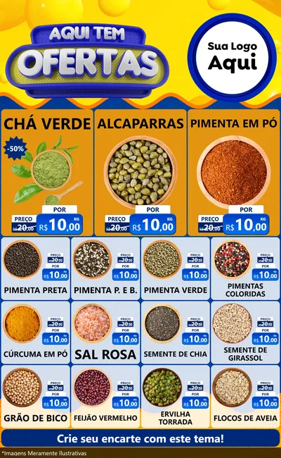 Modelo de Encarte para Encarte Grande com o tema Aqui Tem Ofertas para Produtos Naturais