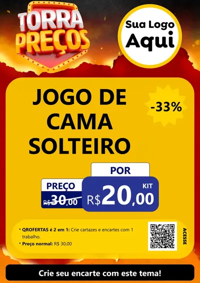 Modelo de Cartaz para Cartaz A4 Vertical com o tema Torra Preços para Cama, Mesa e Banho