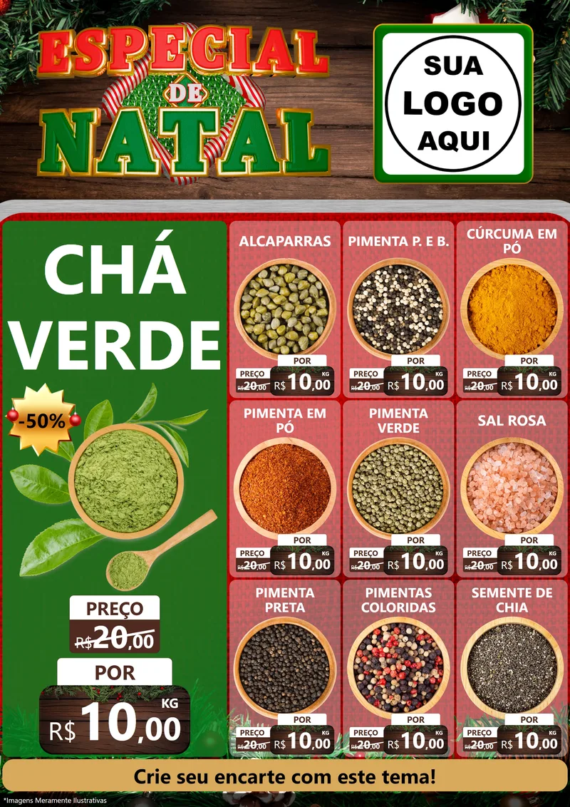Modelo de Encarte para Encarte A4 Vertical com o tema Especial de Natal para Produtos Naturais