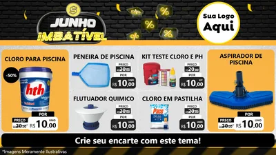 Modelo de TV para TV Horizontal com o tema Junho Imbatível para Produtos para Piscina