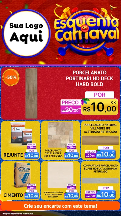 Modelo de Rede Social para Stories com o tema Esquenta de Carnaval para Pisos e revestimentos