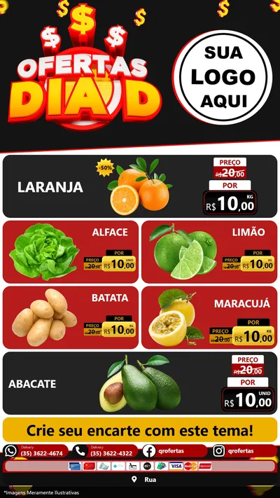 Modelo de TV para TV Vertical com o tema Ofertas Dia D para Hortifrúti