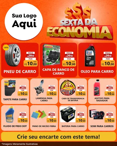 Modelo de Rede Social para Feed Instagram com o tema Sexta da Economia para Auto peças