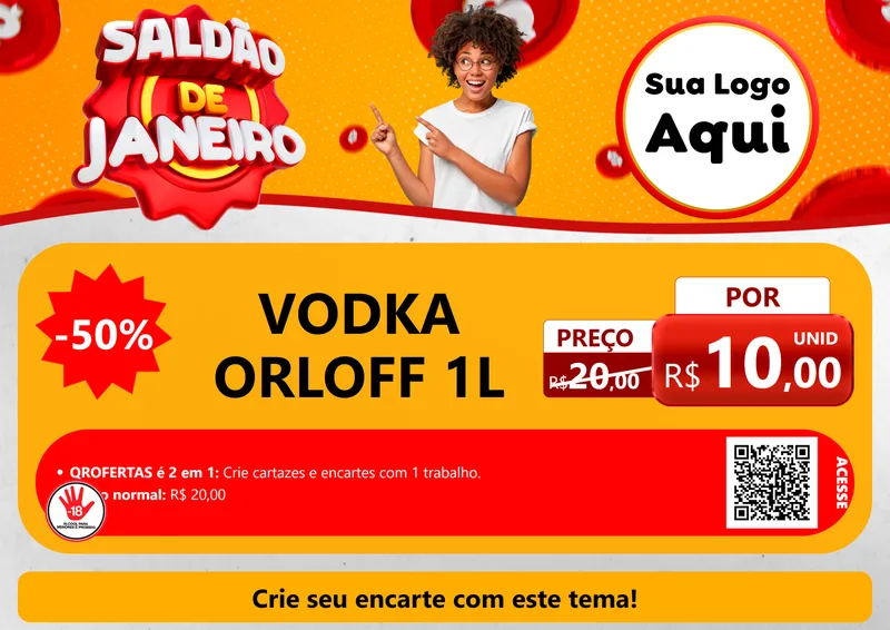 Modelo de Cartaz para Cartaz A4 Horizontal com o tema Saldão de Janeiro para Distribuidora de bebidas
