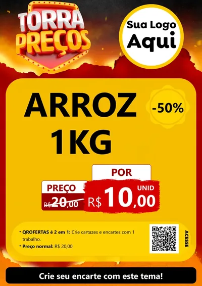 Modelo de Cartaz para Cartaz A4 Vertical com o tema Torra Preços para Supermercado