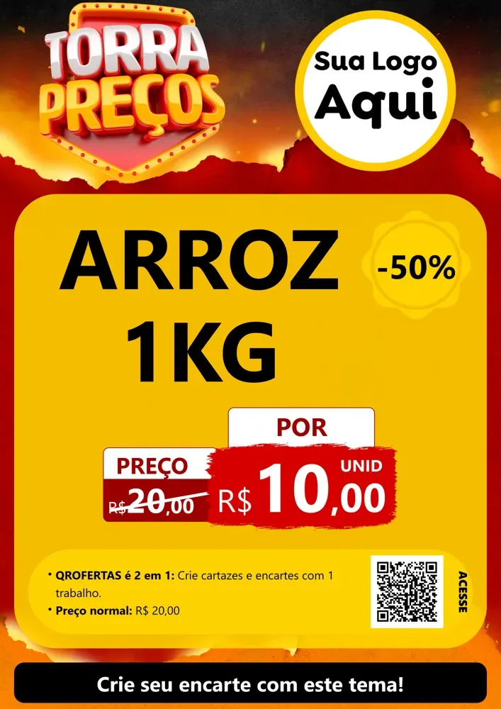 Modelo de Cartaz para Cartaz A4 Vertical com o tema Torra Preços para Supermercado