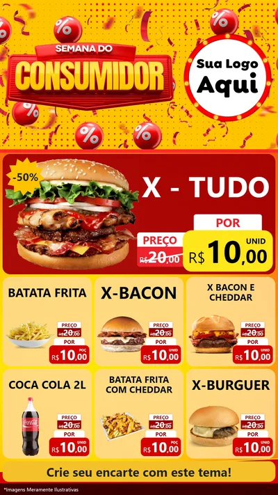 Modelo de Rede Social para Stories com o tema Semana do Consumidor para Hamburgueria