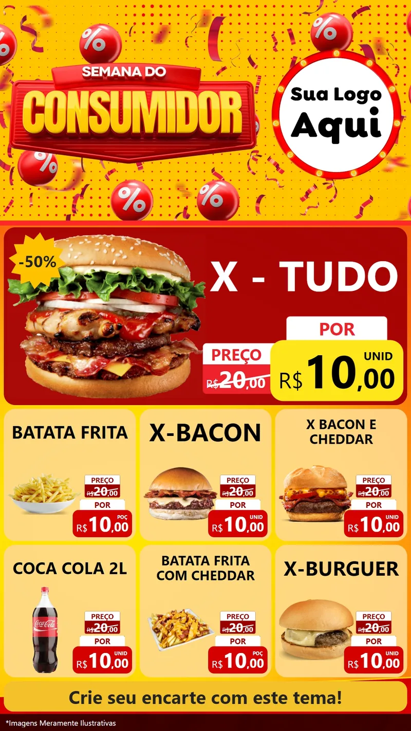 Modelo de Rede Social para Stories com o tema Semana do Consumidor para Hamburgueria