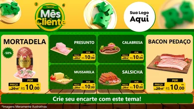 Modelo de TV para TV Horizontal com o tema Especial Mês do Cliente para Frios e Laticínios