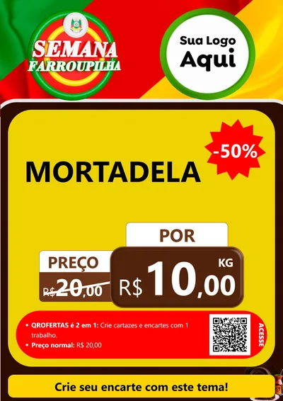 Modelo de Cartaz para Cartaz A4 Vertical com o tema Semana Farroupilha para Frios e Laticínios